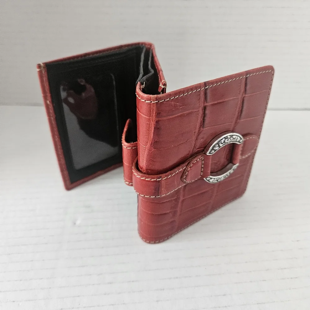 Brighton red‎ tri fold croc embossed wallet